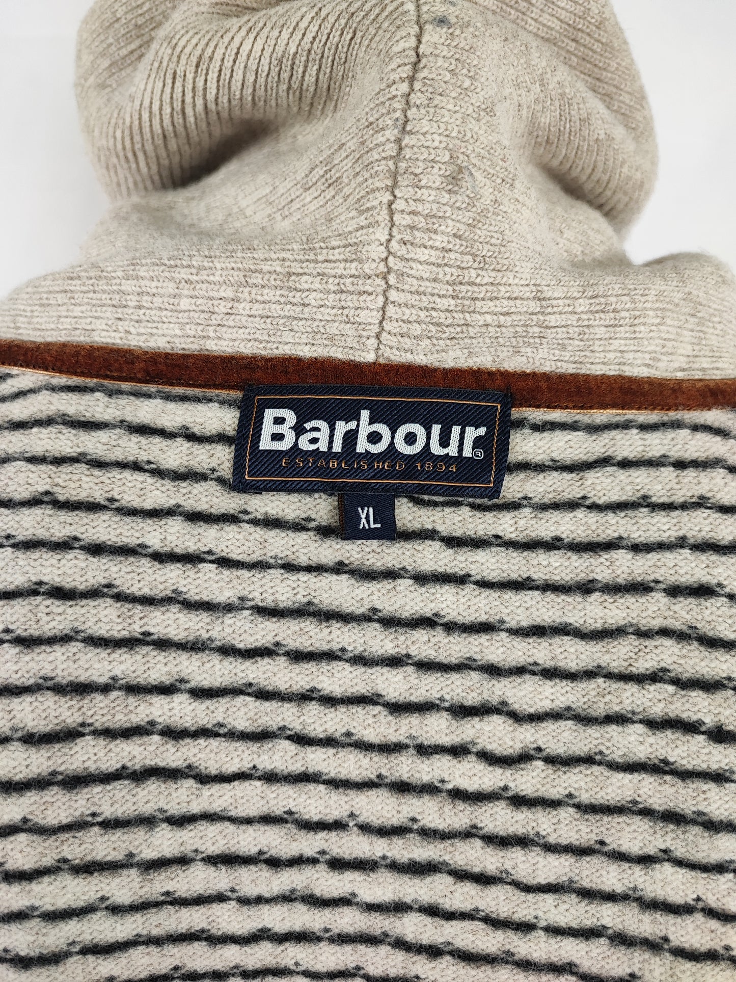Maglione Barbour da uomo in lana beige Xlarge- Man Beige Wool Jumper Size Xlarge