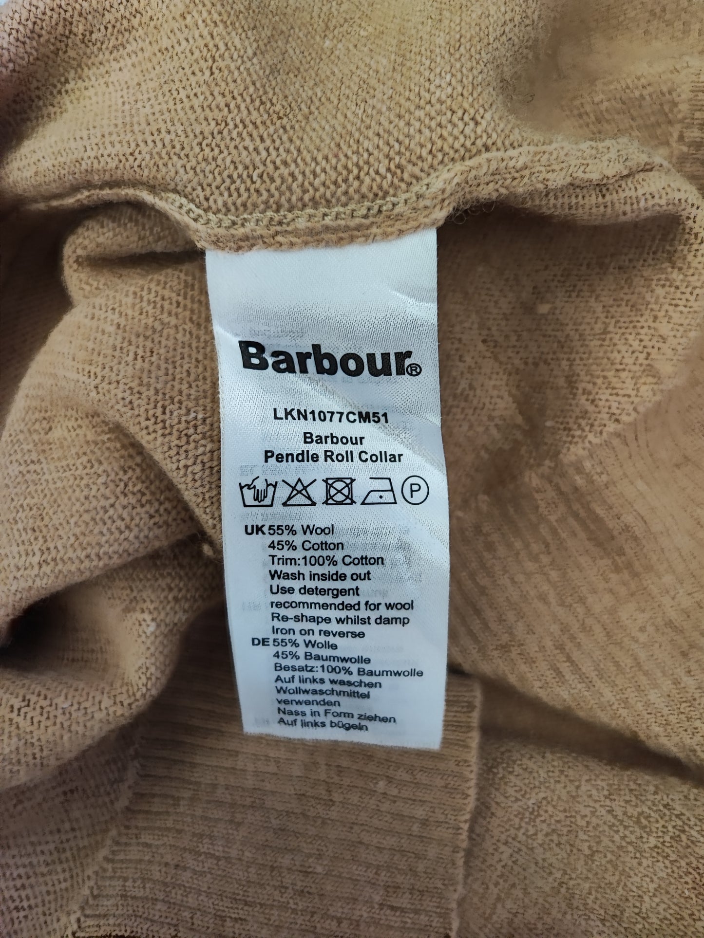 Maglione Barbour da donna in lana beige tg.44/46 - Lady Beige Wool Jumper Size Uk16