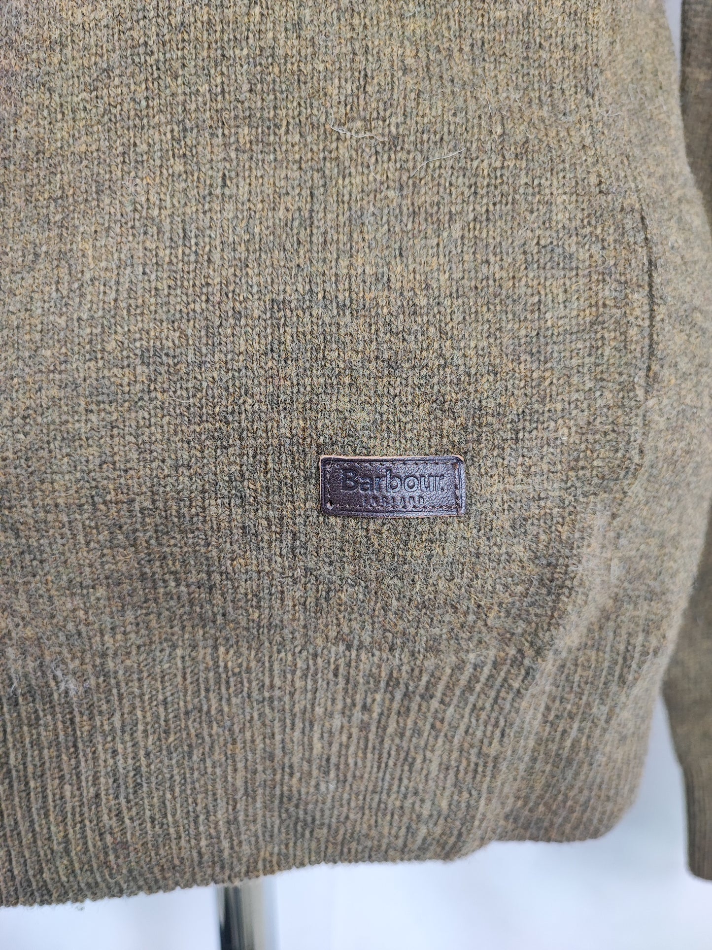 Maglione Barbour da uomo in lana verde Large - Man Olive Wool Jumper Size Large