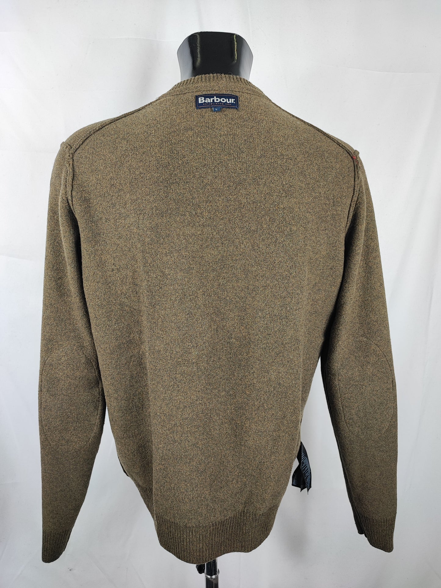 Maglione Barbour da uomo in lana verde Large - Man Olive Wool Jumper Size Large