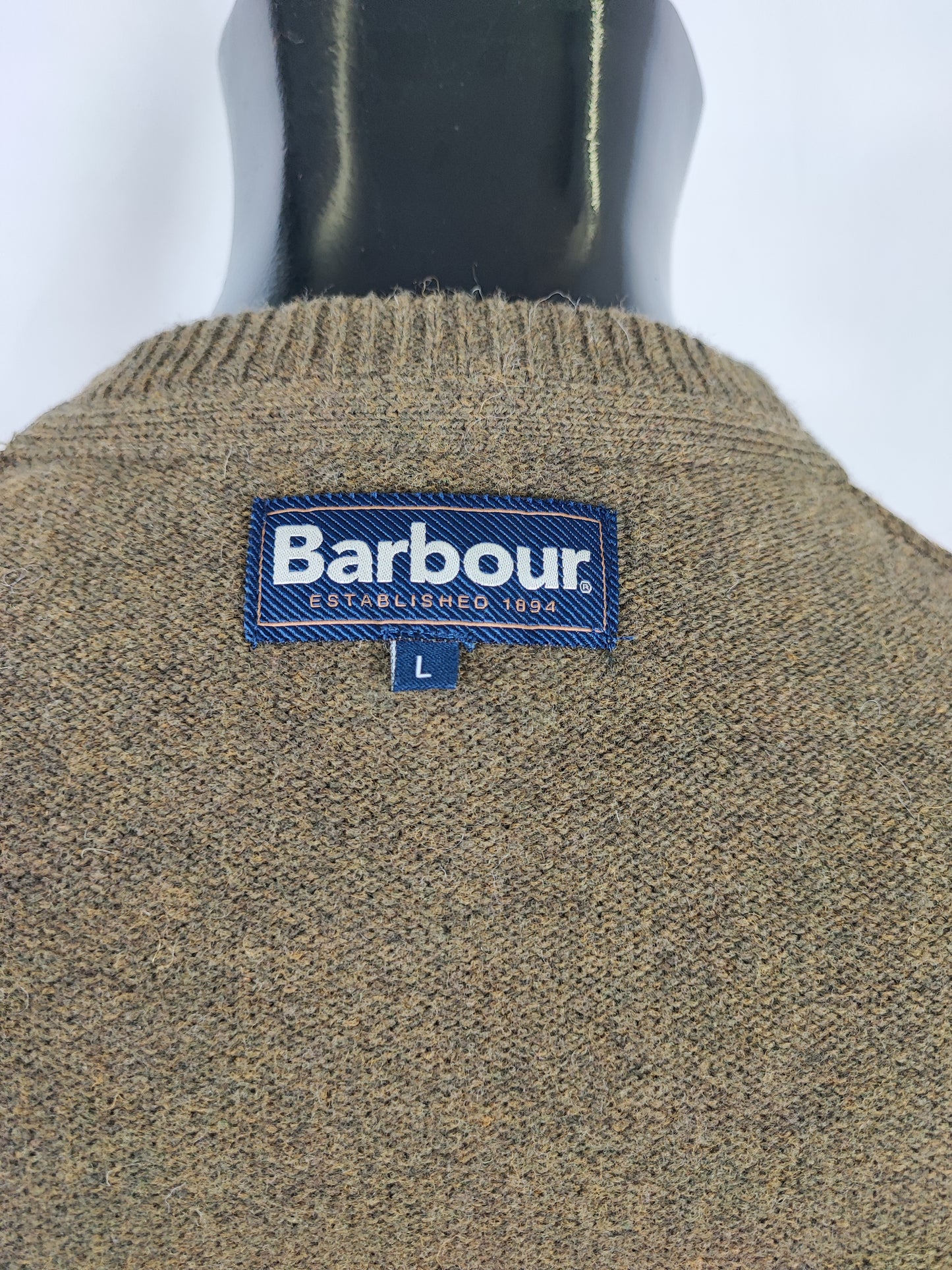 Maglione Barbour da uomo in lana verde Large - Man Olive Wool Jumper Size Large