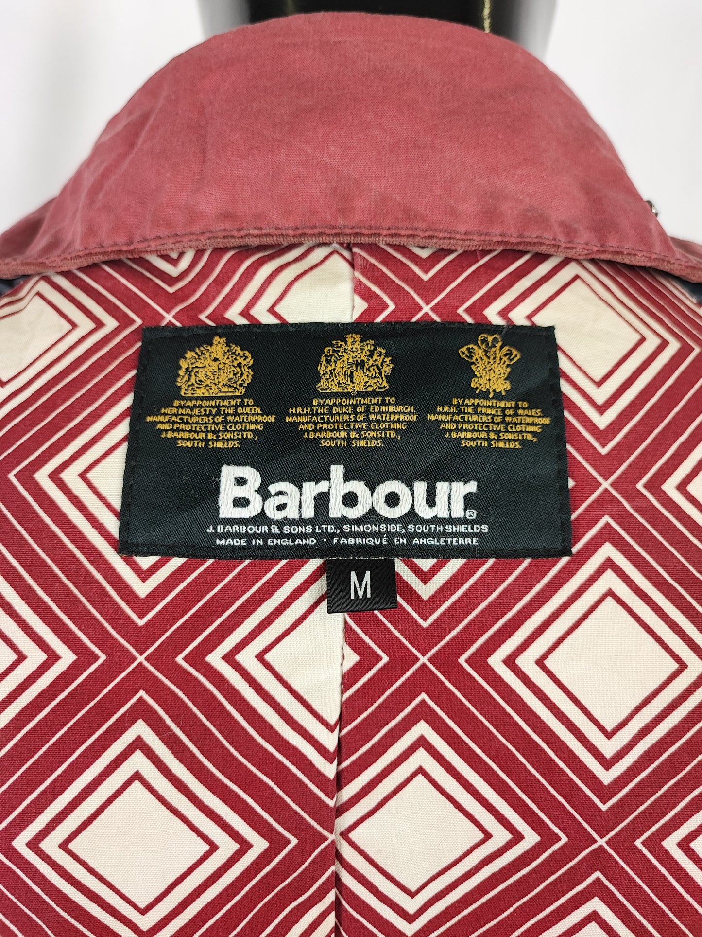 Giacca Barbour uomo cerato Ashby John Lewis rosa scuro Medium - Man Red Ashbyton wax Jacket size M