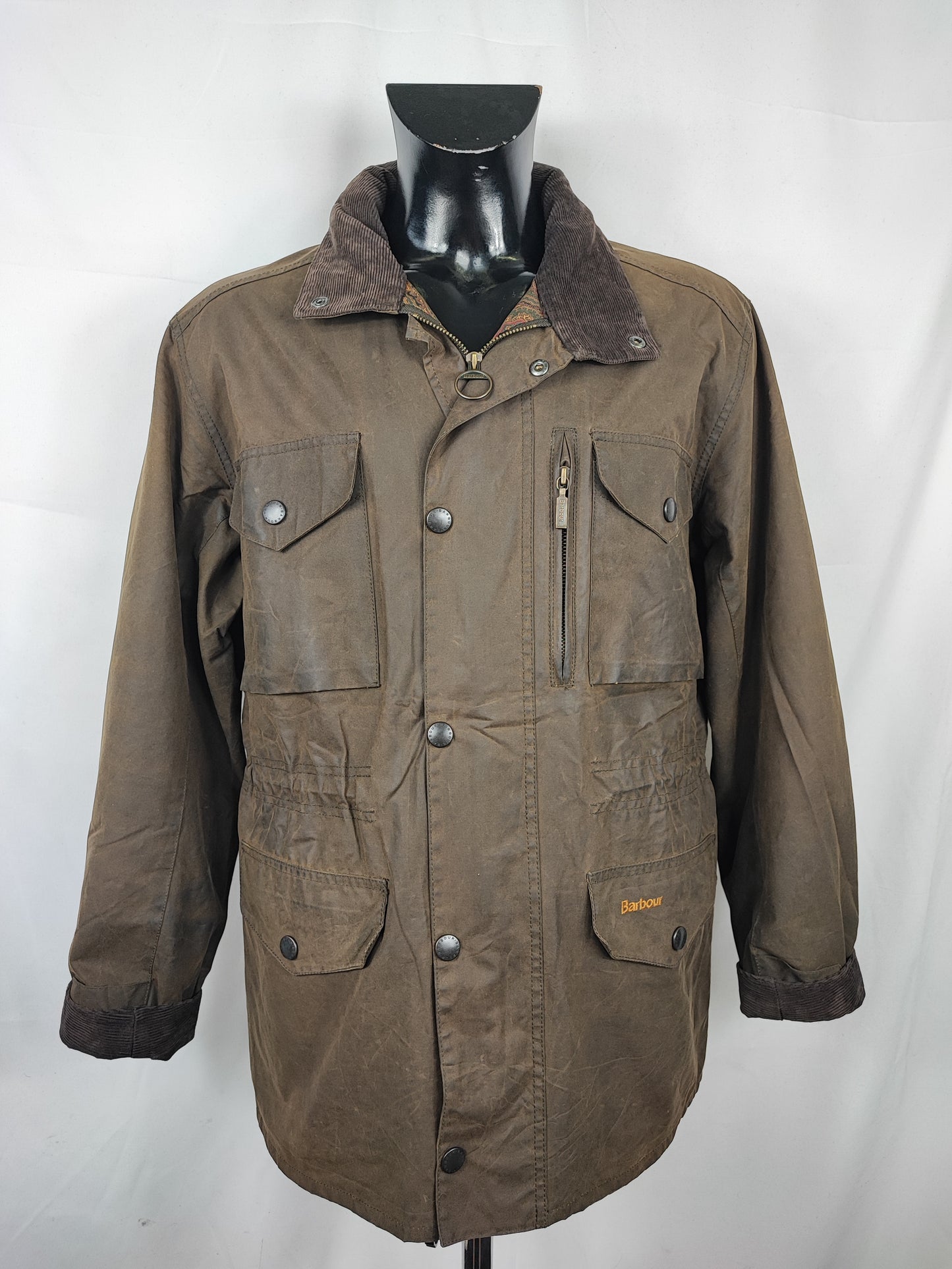 RARA Barbour Giacca Sapper uomo verde con stampa Paisley Medium- Man Olive Paisley Sapper Jacket Size M