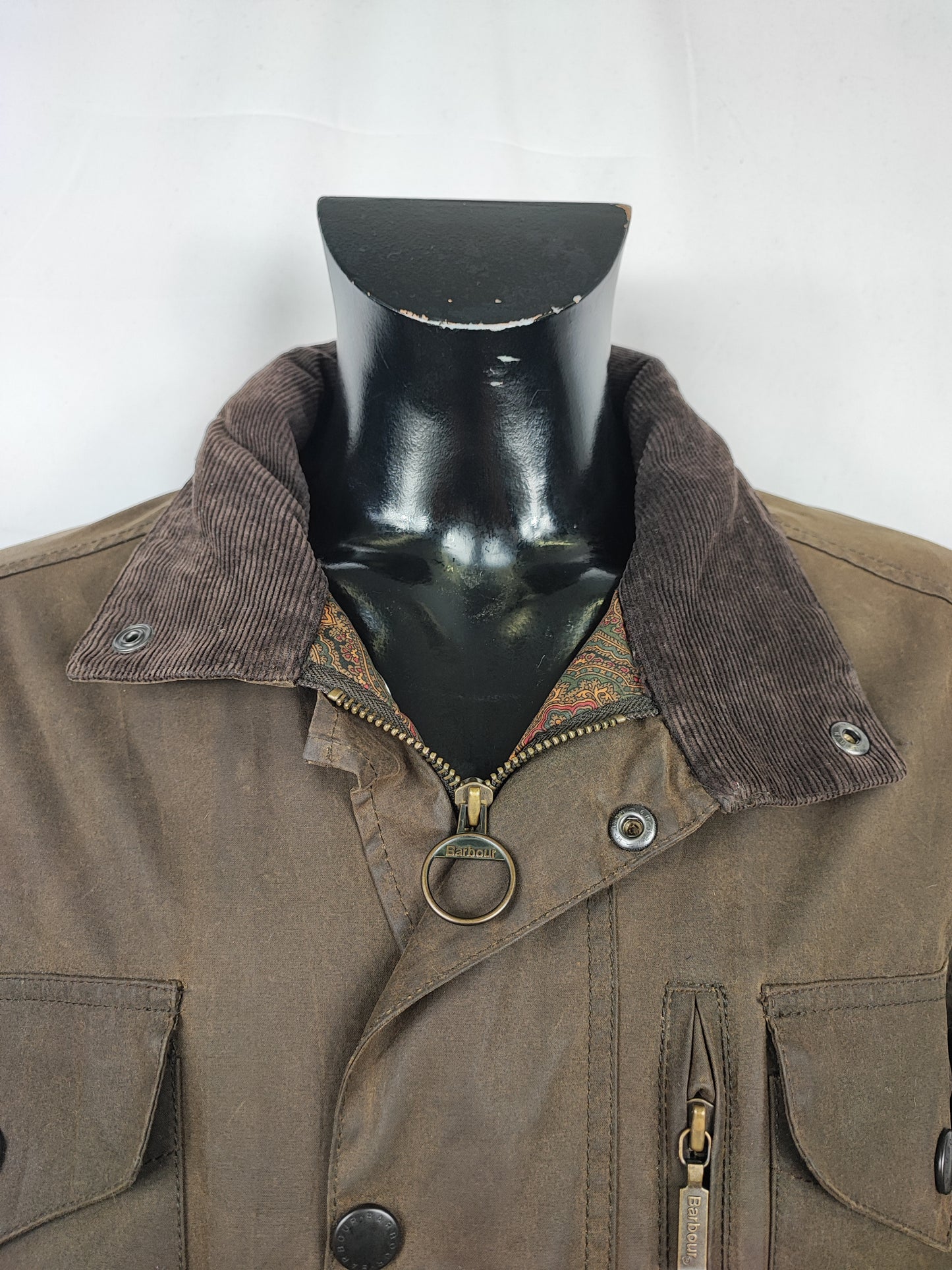 RARA Barbour Giacca Sapper uomo verde con stampa Paisley Medium- Man Olive Paisley Sapper Jacket Size M