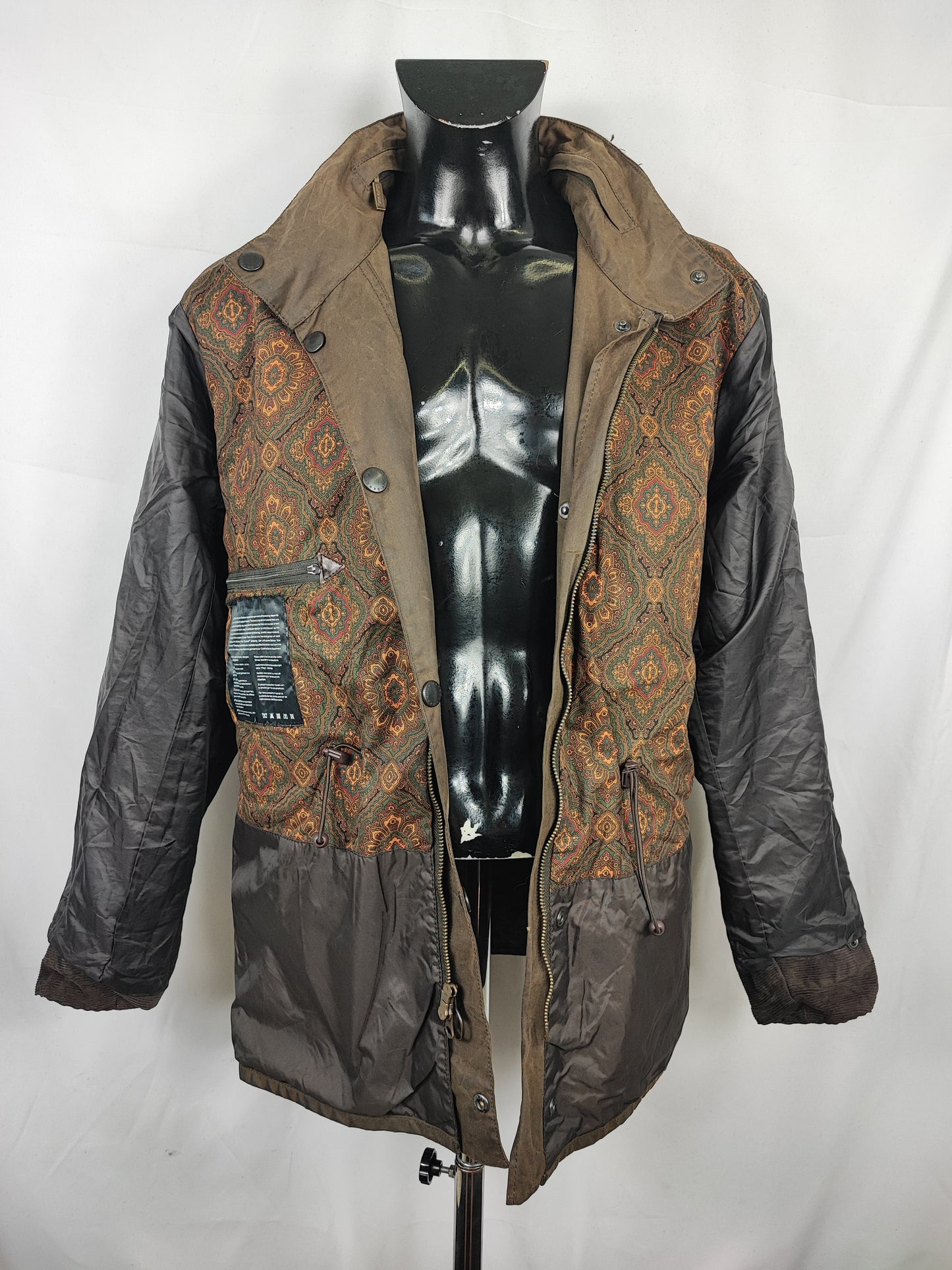 RARA Barbour Giacca Sapper uomo verde con stampa Paisley Medium- Man Olive Paisley Sapper Jacket Size M