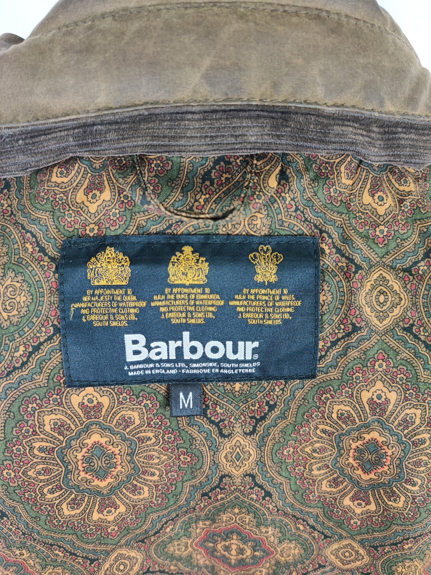 RARA Barbour Giacca Sapper uomo verde con stampa Paisley Medium- Man Olive Paisley Sapper Jacket Size M