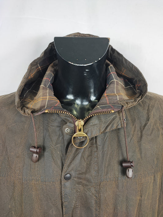 Barbour Durham colore verde con cappuccio C42/107 cm Olive Hooded waxed Durham Size Large