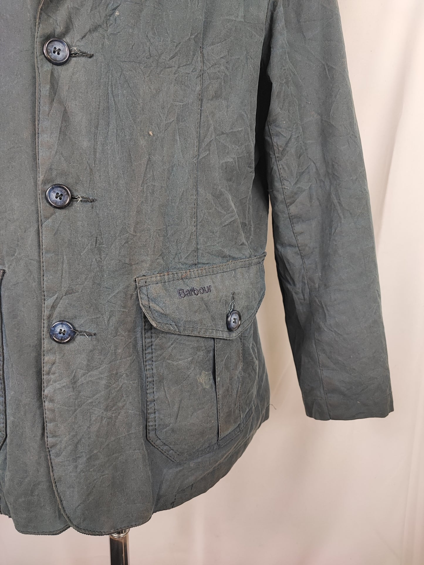 Giacca Barbour Uomo blu cerato Lutz Large- Navy waxed cotton Jacket Size Large