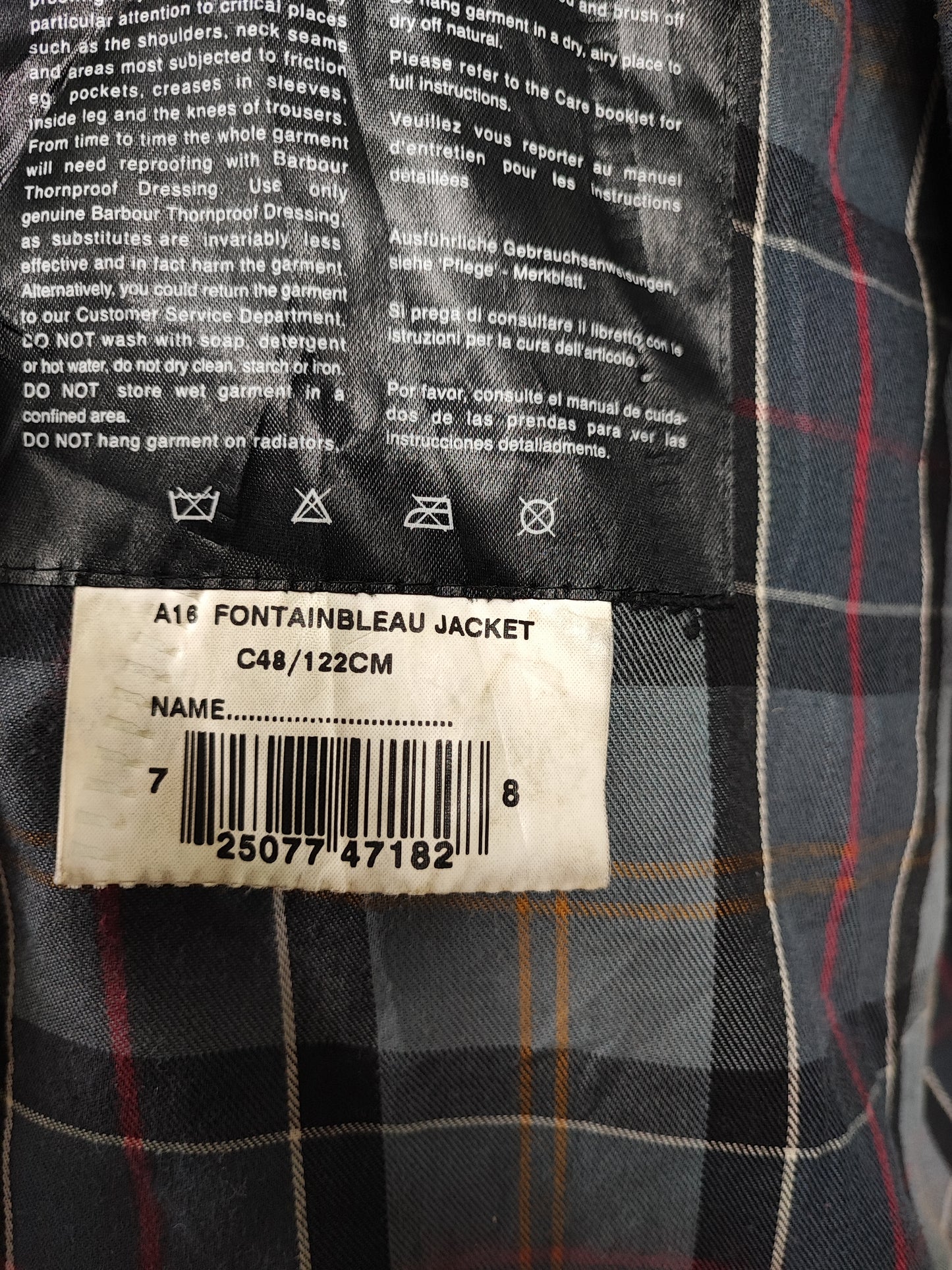 Giacca Barbour Fontainbleau nera C48/122 cm - Man Black waxed Fontainbleau jacket size XL