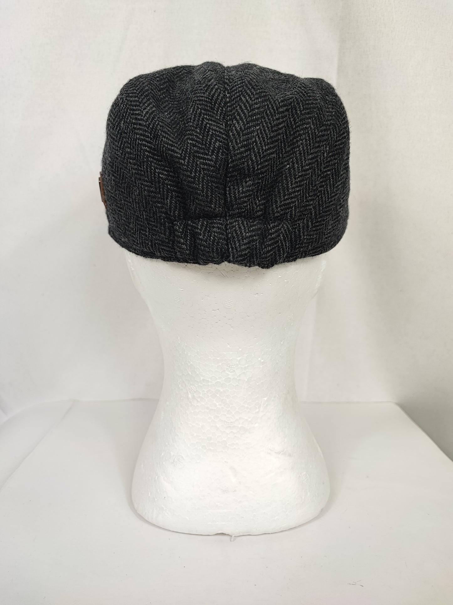 Coppola nuova inglese in lana liscia grigia a spina di pesce - Wool Grey Herringbone flat cap