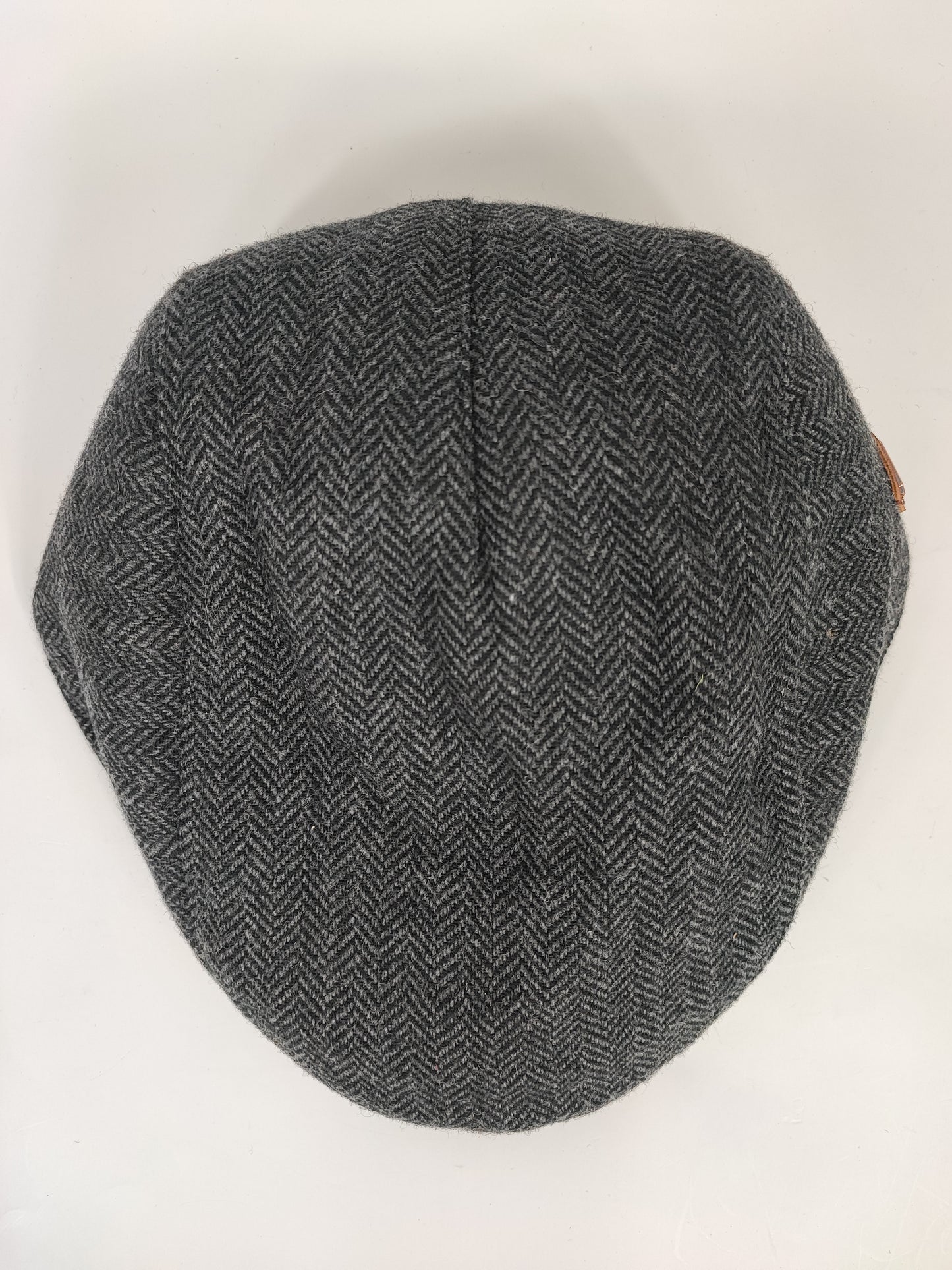 Coppola nuova inglese in lana liscia grigia a spina di pesce - Wool Grey Herringbone flat cap