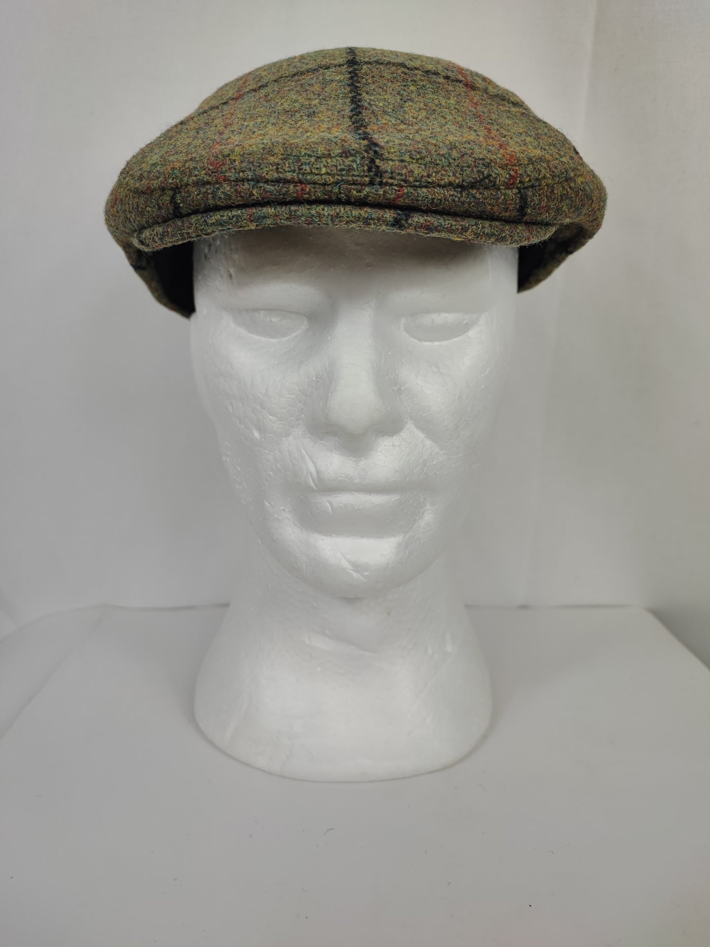 Coppola nuova inglese in lana liscia verde in tweed- Wool Green tweed flat cap