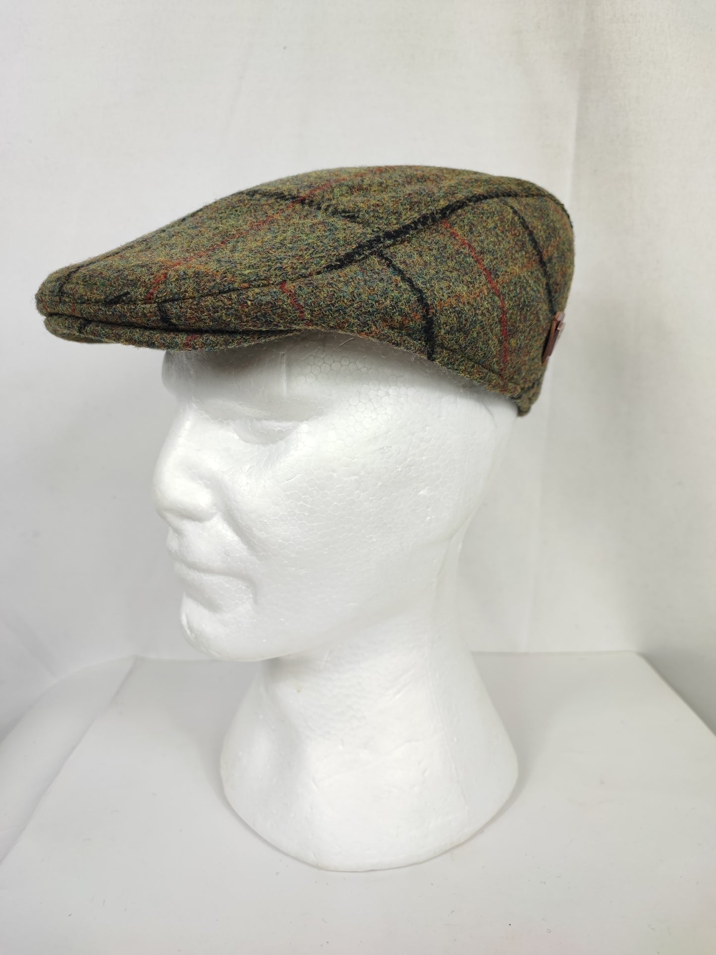 Coppola nuova inglese in lana liscia verde in tweed- Wool Green tweed flat cap