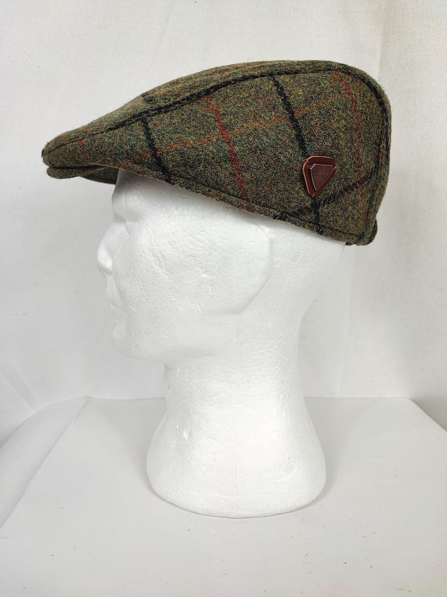 Coppola nuova inglese in lana liscia verde in tweed- Wool Green tweed flat cap