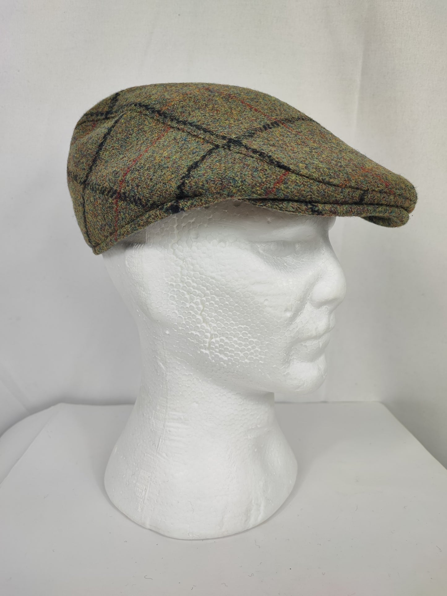 Coppola nuova inglese in lana liscia verde in tweed- Wool Green tweed flat cap