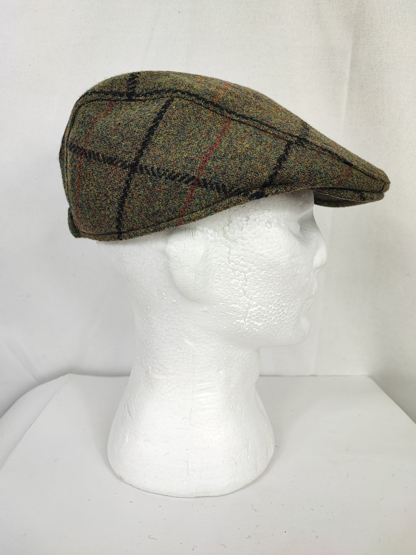 Coppola nuova inglese in lana liscia verde in tweed- Wool Green tweed flat cap