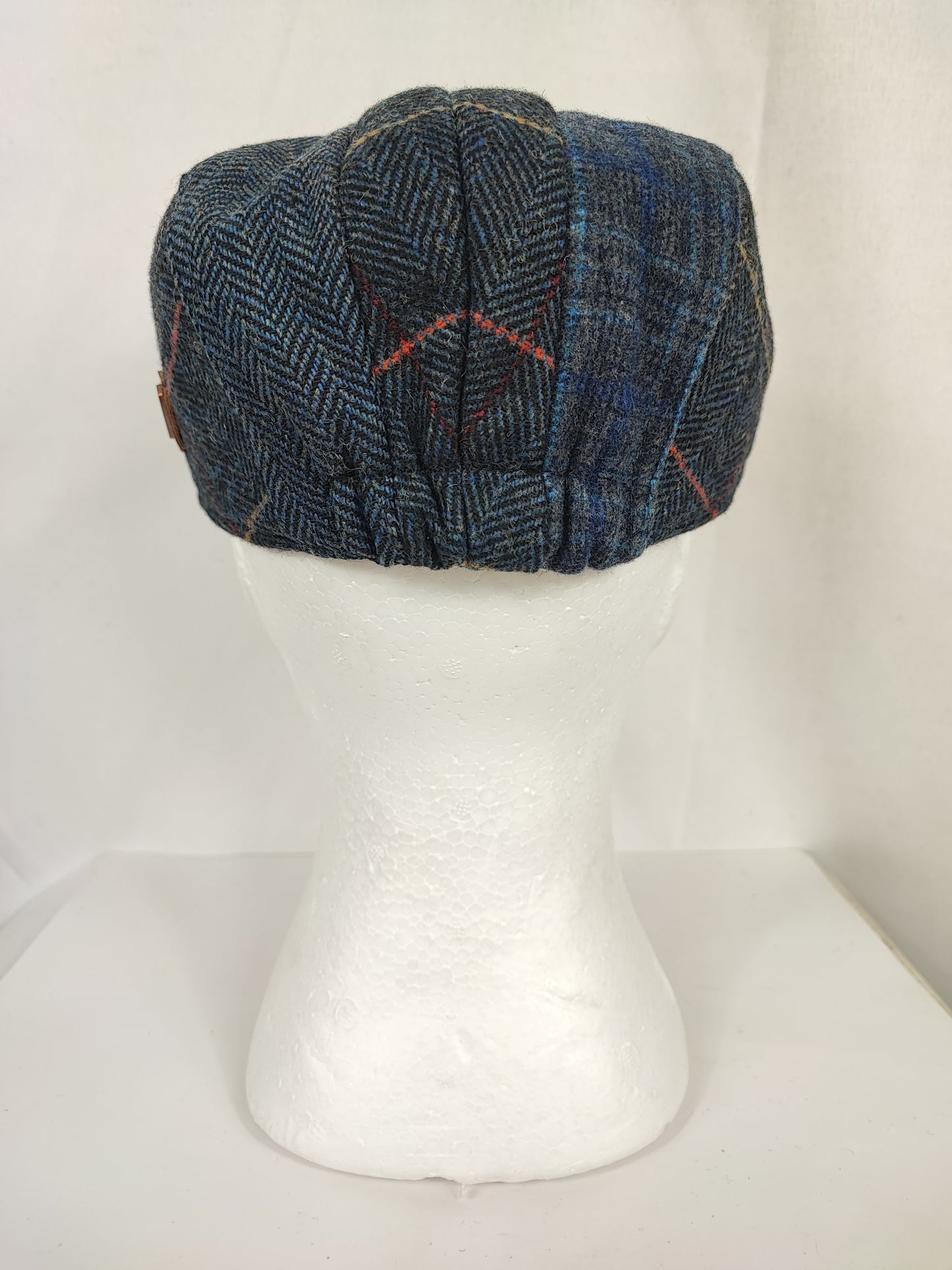 Coppola nuova inglese in lana liscia blu a patch- Wool Navy Flat cap