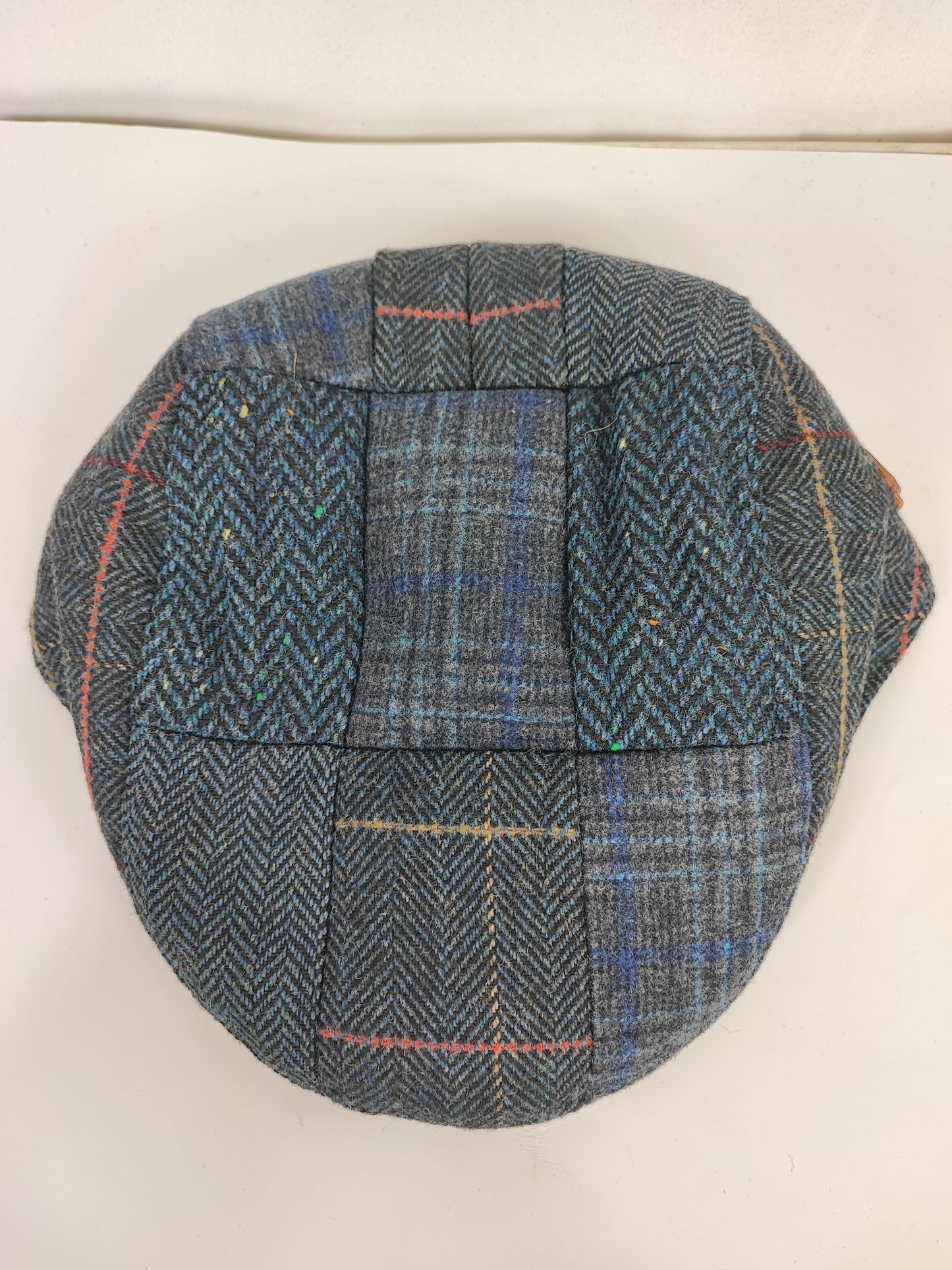 Coppola nuova inglese in lana liscia blu a patch- Wool Navy Flat cap