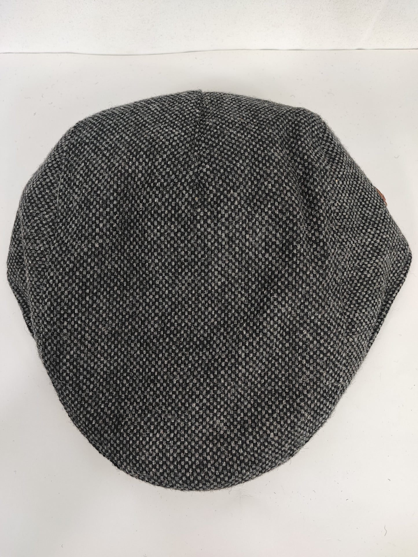 Coppola nuova inglese in lana liscia grigia e nera a quadretti- Wool Grey and black flat cap