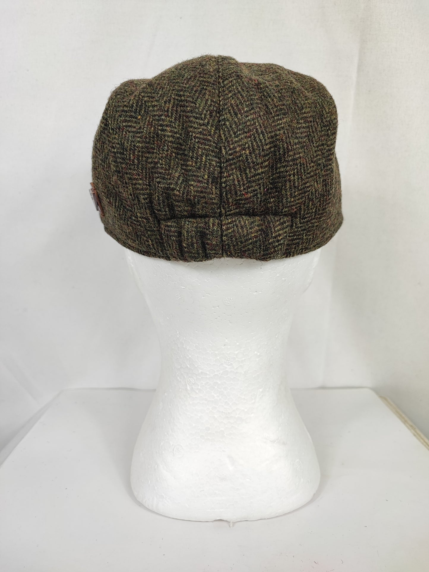 Coppola nuova inglese in lana liscia verde a spina di pesce- Wool green herringbone flat cap