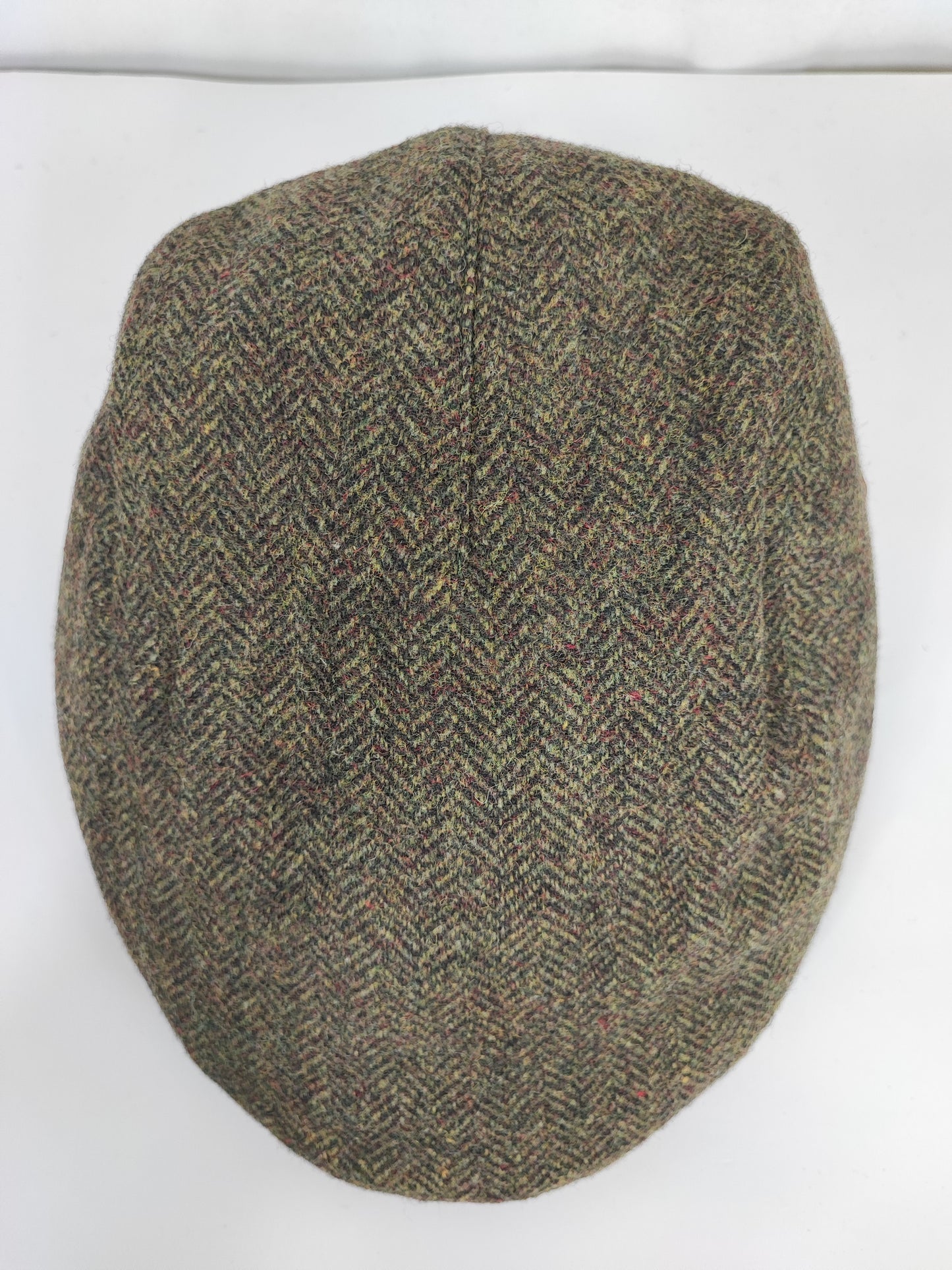 Coppola nuova inglese in lana liscia verde a spina di pesce- Wool green herringbone flat cap