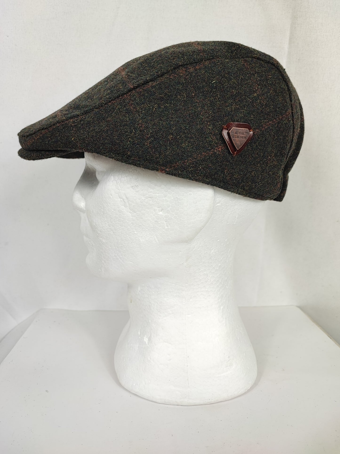 Coppola nuova inglese in lana verde scuro in tweed - New English Green Wool Flat cap One size