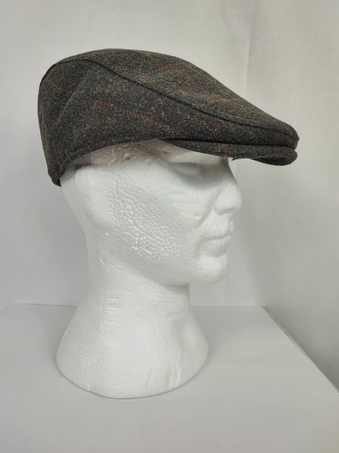 Coppola nuova inglese in lana verde scuro in tweed - New English Green Wool Flat cap One size