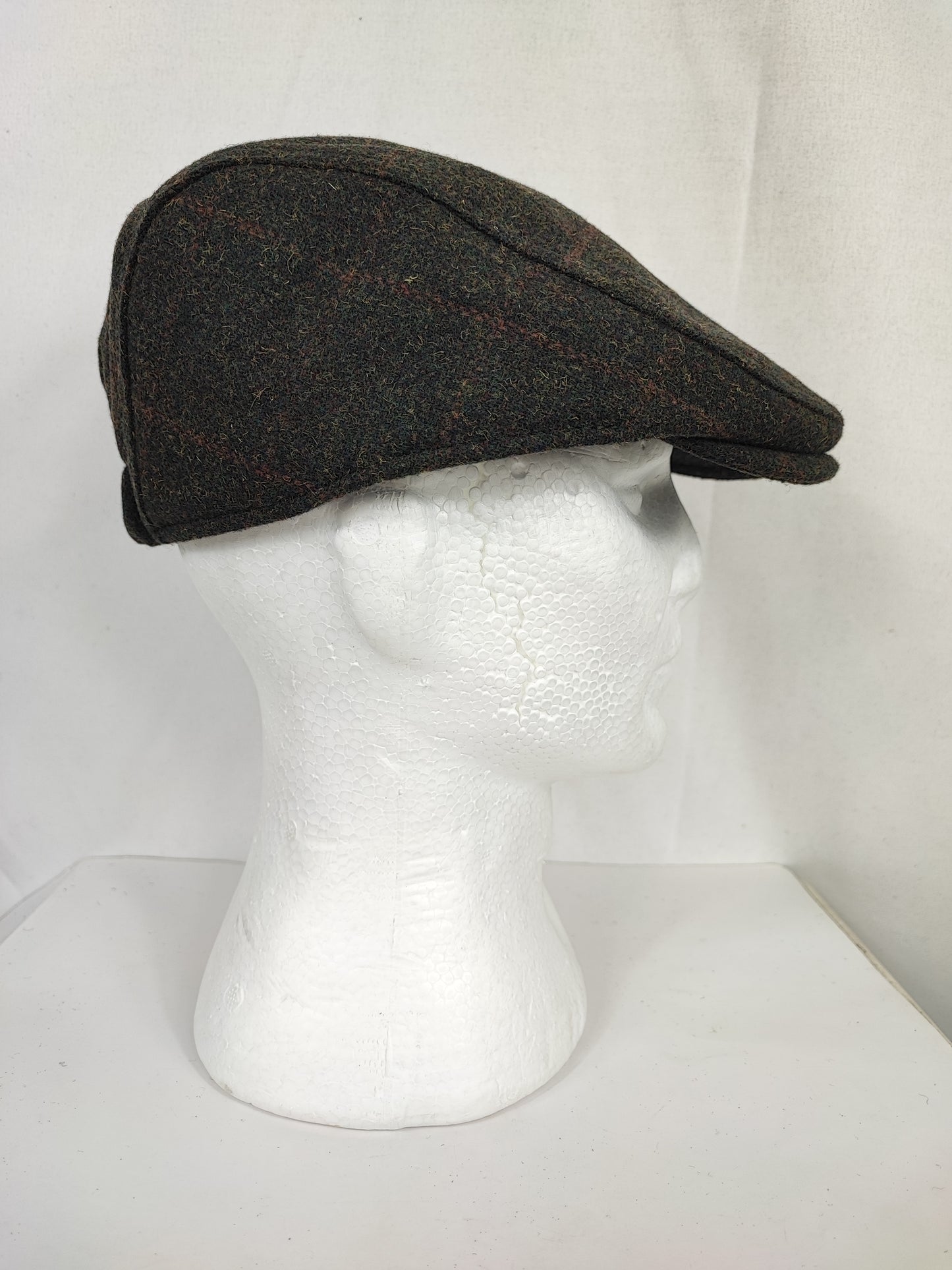 Coppola nuova inglese in lana verde scuro in tweed - New English Green Wool Flat cap One size