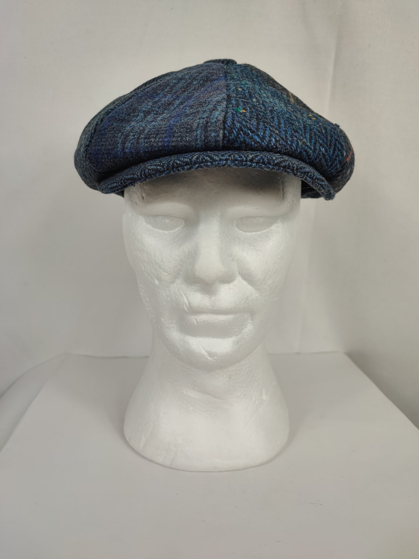 Coppola nuova inglese in lana a otto spicchi con patch di colore blu - Eight panel wool navy cap