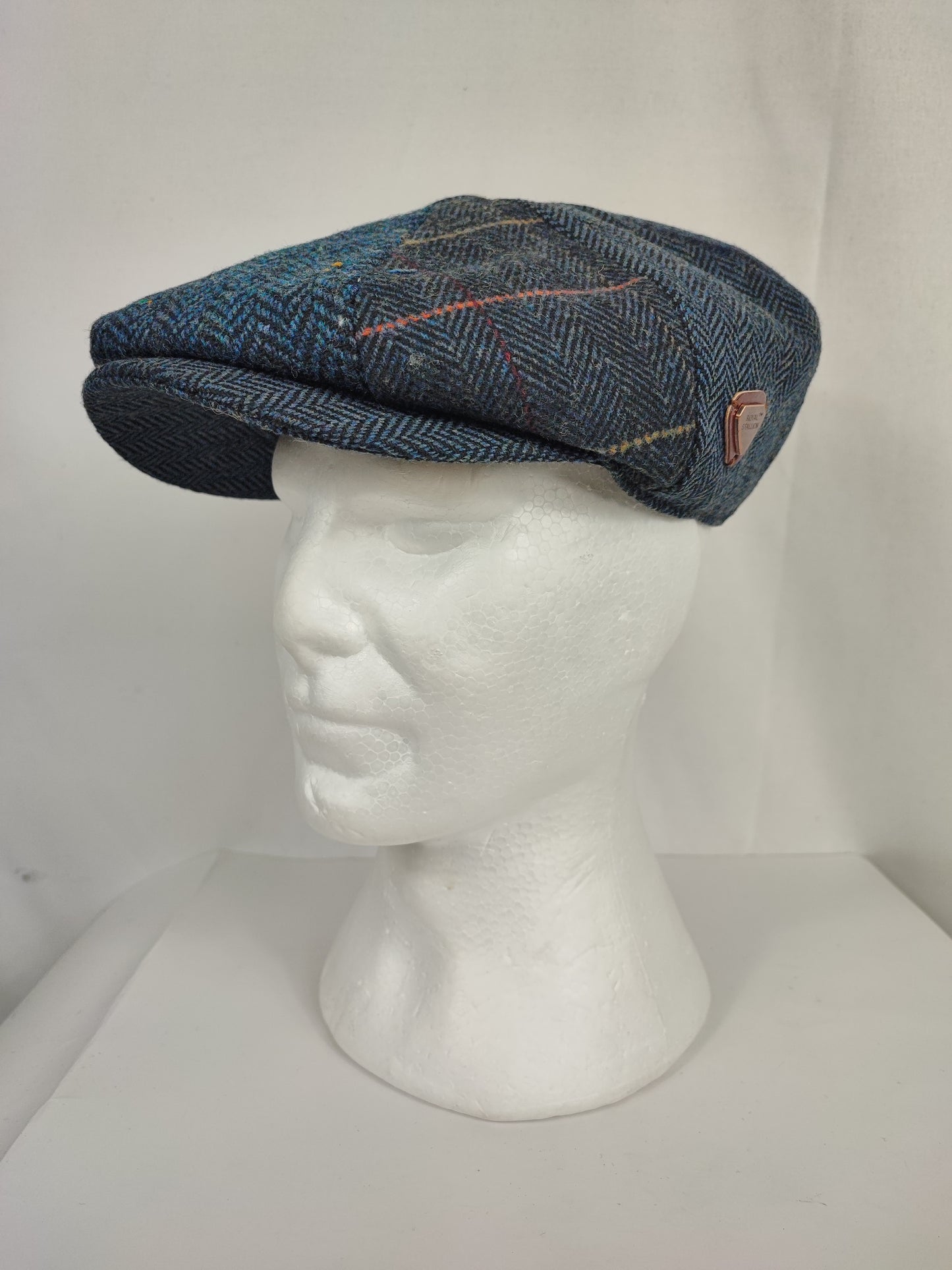 Coppola nuova inglese in lana a otto spicchi con patch di colore blu - Eight panel wool navy cap