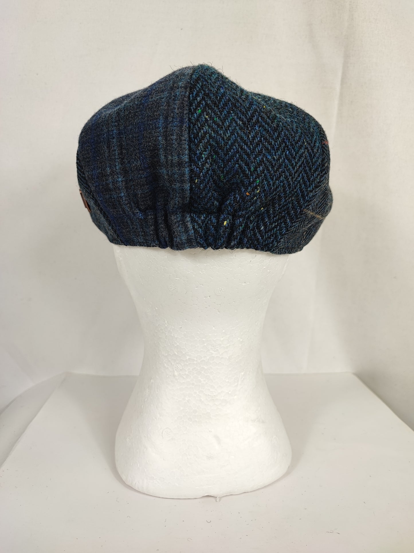 Coppola nuova inglese in lana a otto spicchi con patch di colore blu - Eight panel wool navy cap