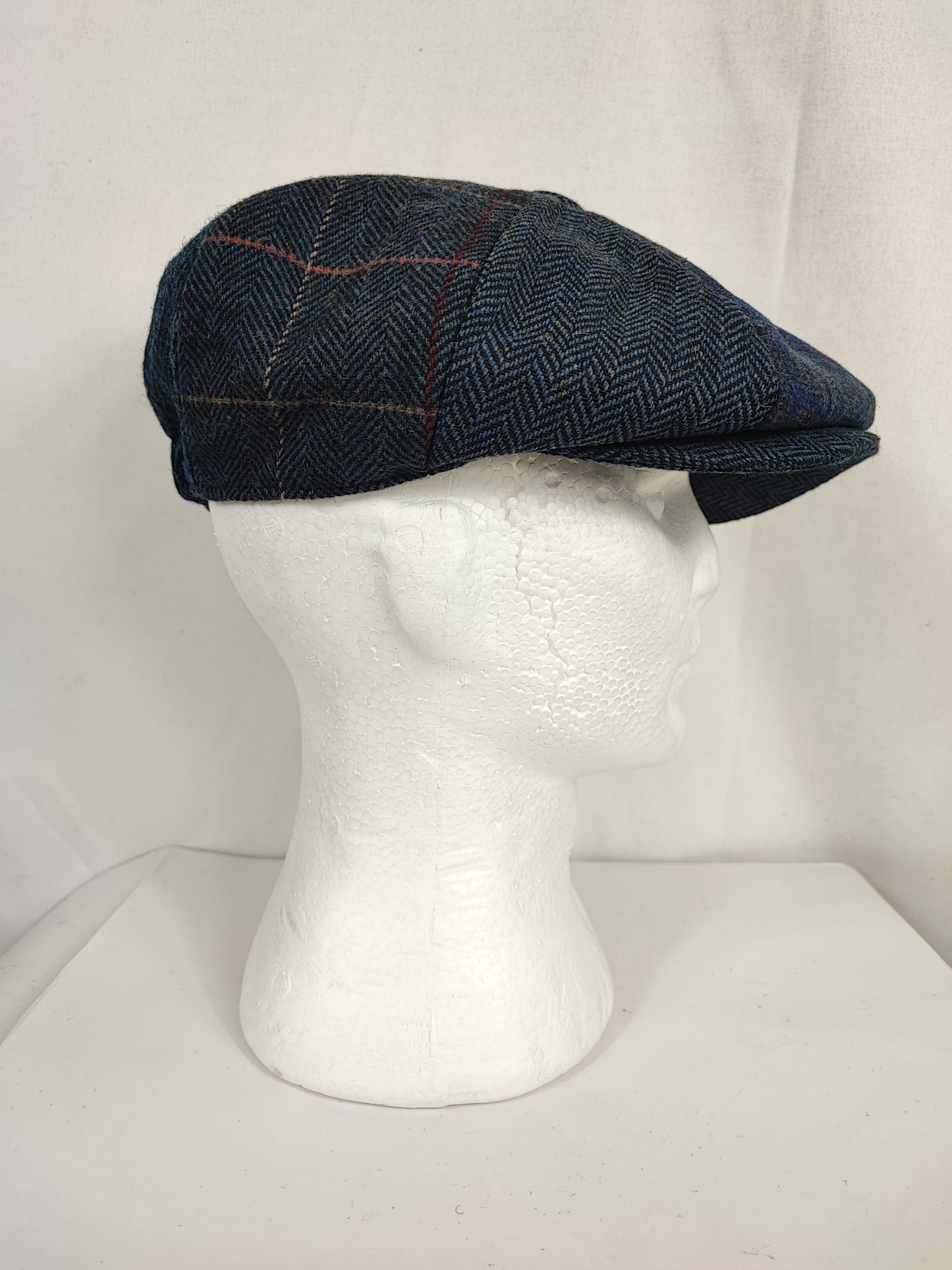 Coppola nuova inglese in lana a otto spicchi con patch di colore blu - Eight panel wool navy cap