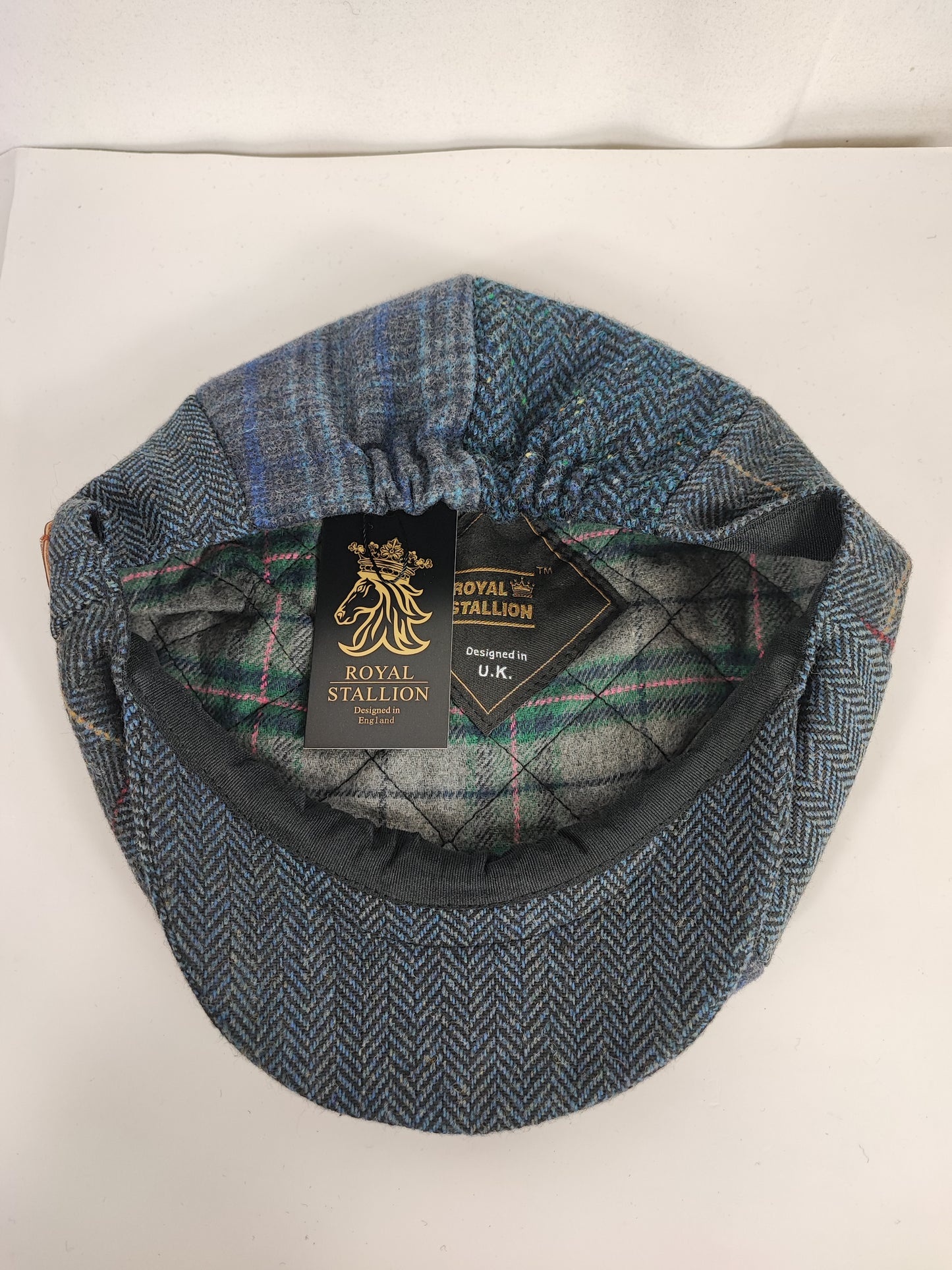 Coppola nuova inglese in lana a otto spicchi con patch di colore blu - Eight panel wool navy cap