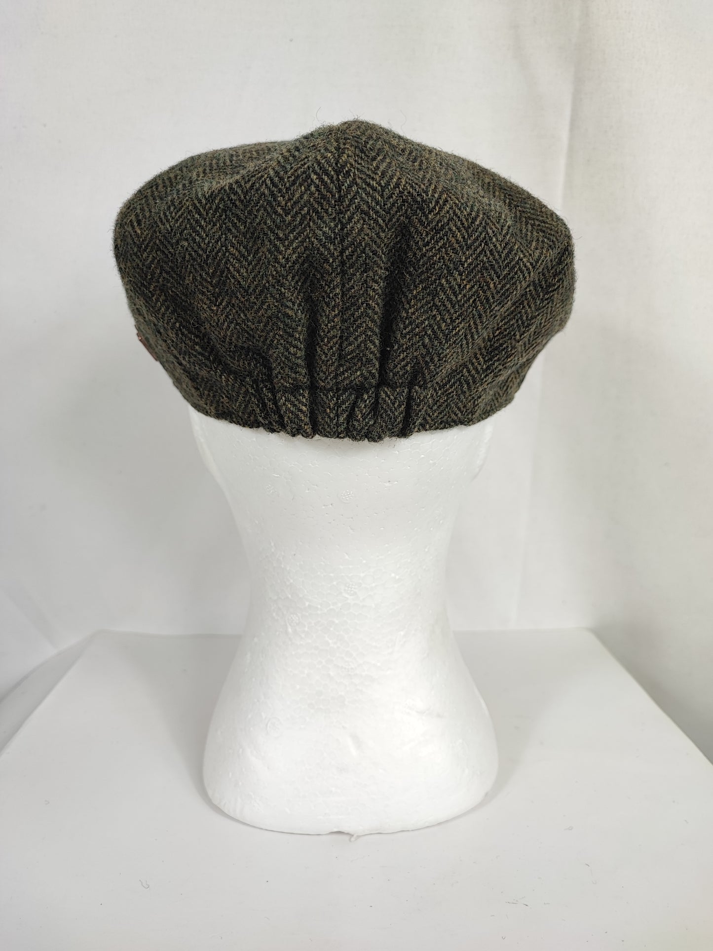 Coppola nuova inglese in lana a otto spicchi verde a spina di pesce - Eight panel wool green herringbone cap