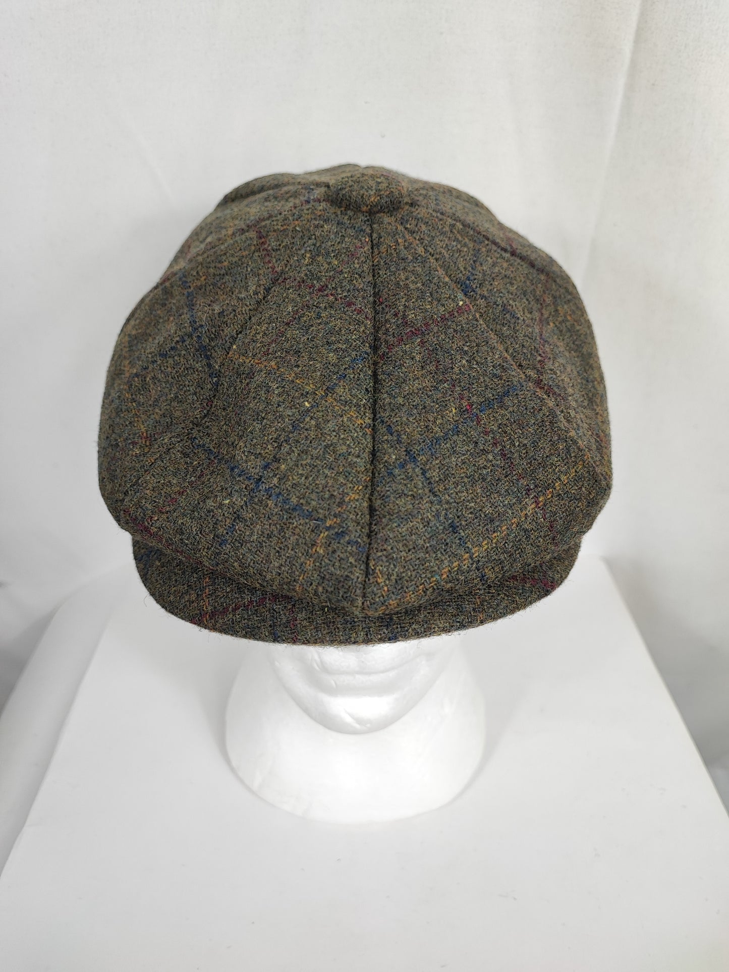 Coppola nuova inglese in lana a otto spicchi verde in tweed - Eight panel wool green cap