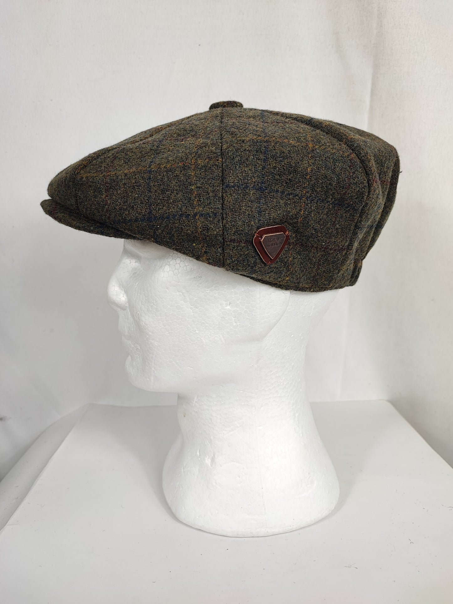 Coppola nuova inglese in lana a otto spicchi verde in tweed - Eight panel wool green cap