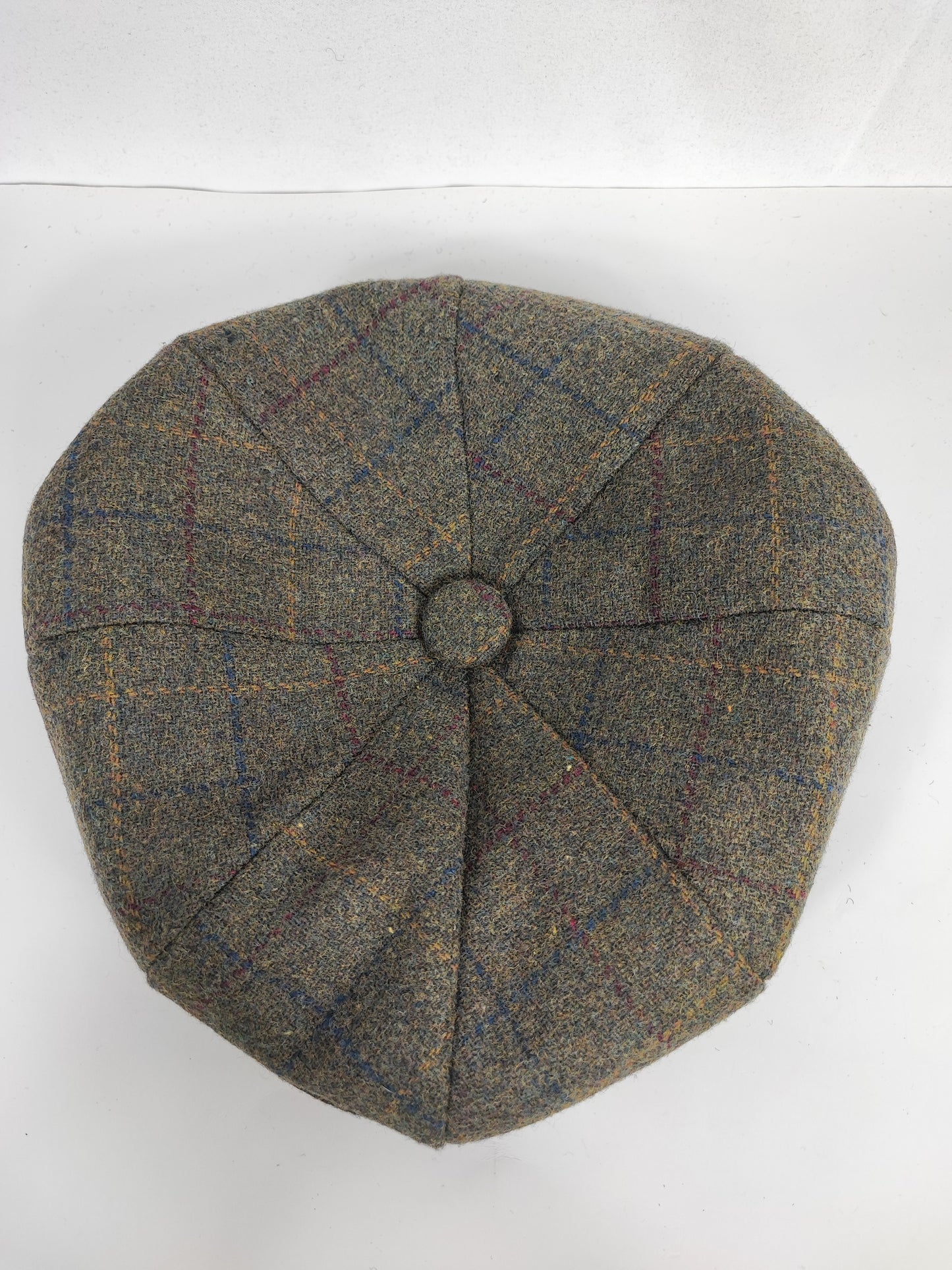Coppola nuova inglese in lana a otto spicchi verde in tweed - Eight panel wool green cap