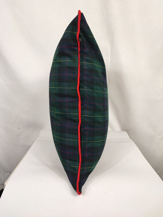 Cuscino quadrato in Tartan Black Watch con bordino rosso