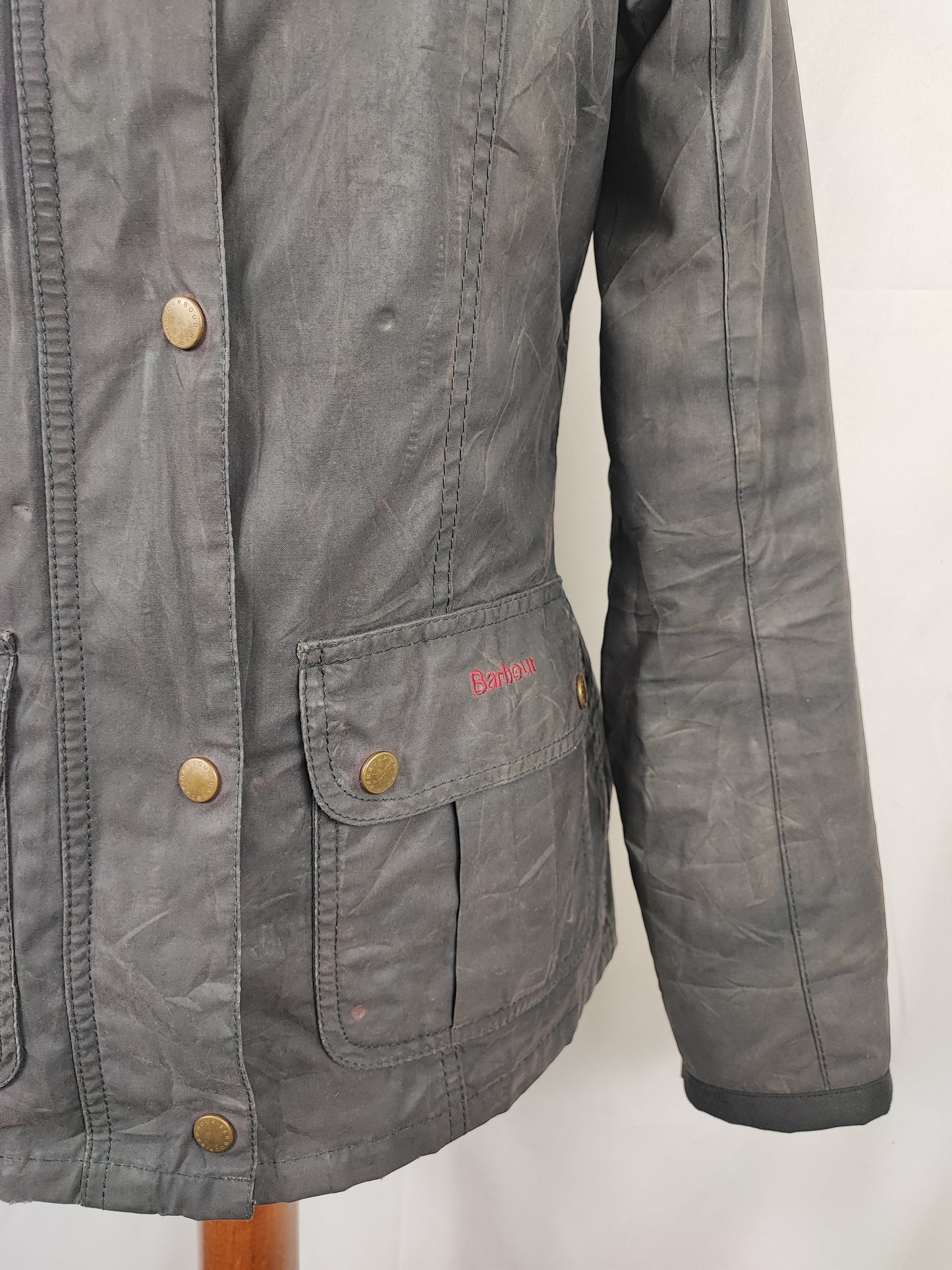 Barbour Giacca corta nera donna Tg. 40 Morris Black Wax Utility Jacket Size UK10 Small