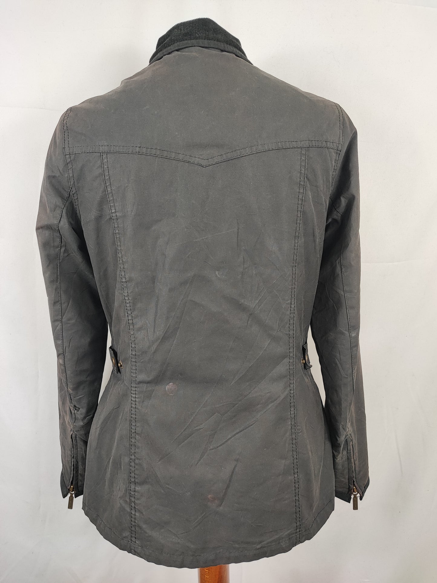 Barbour Giacca corta nera donna Tg. 40 Morris Black Wax Utility Jacket Size UK10 Small
