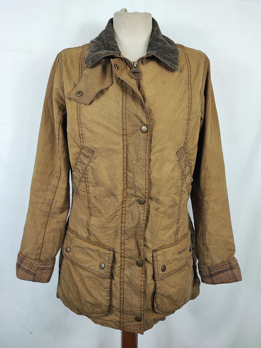 Giacca Barbour donna beige Vintage Beadnell Uk 12 Medium-Lady Sand Vintage Beadnell M