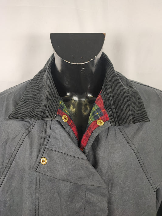 RARO Barbour Backhouse nero C42/107 cm Riding Black Wax Jacket Size Large