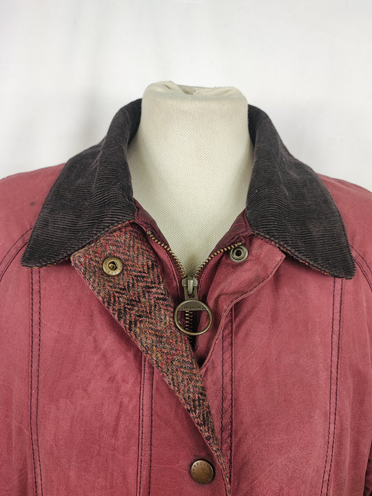 Giacca Barbour Beadnell Rosa Unisex Uk12 tg.42 ita - Waddesdon Beadnell Red with tweed trim Uk12