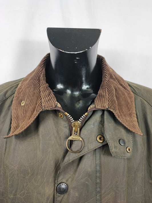 Barbour Giacca Beaufort vintage verde C50/127cm Man Green Wax Beaufort jacket size XXL