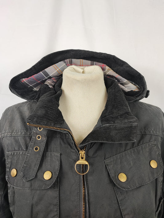 Giacca Barbour International Donna Medium UK12 -Lady International Black Jacket UK12 Size M
