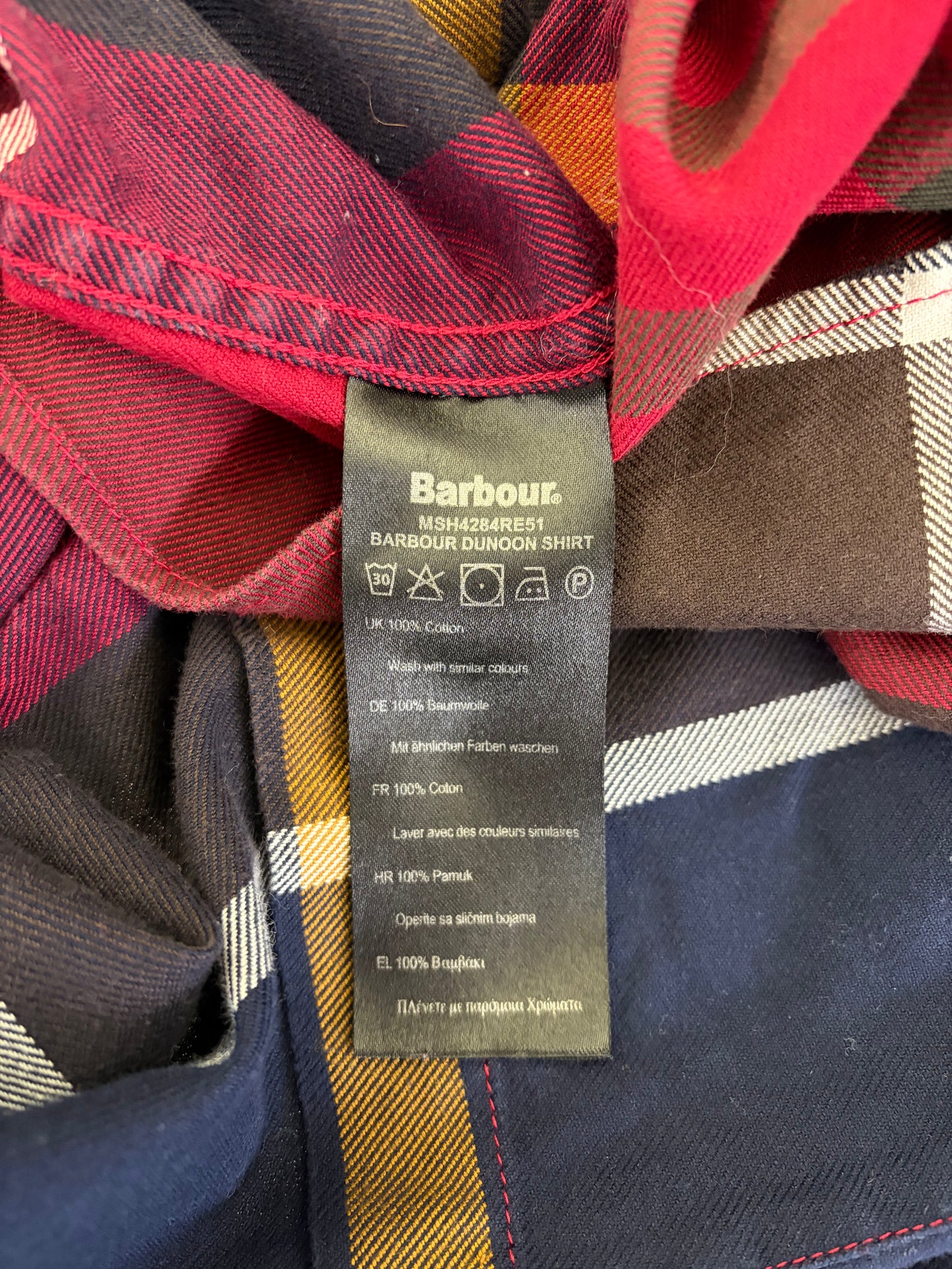 Camicia Barbour da uomo rosso in tartan in cotone taglia Medium - Shop In London