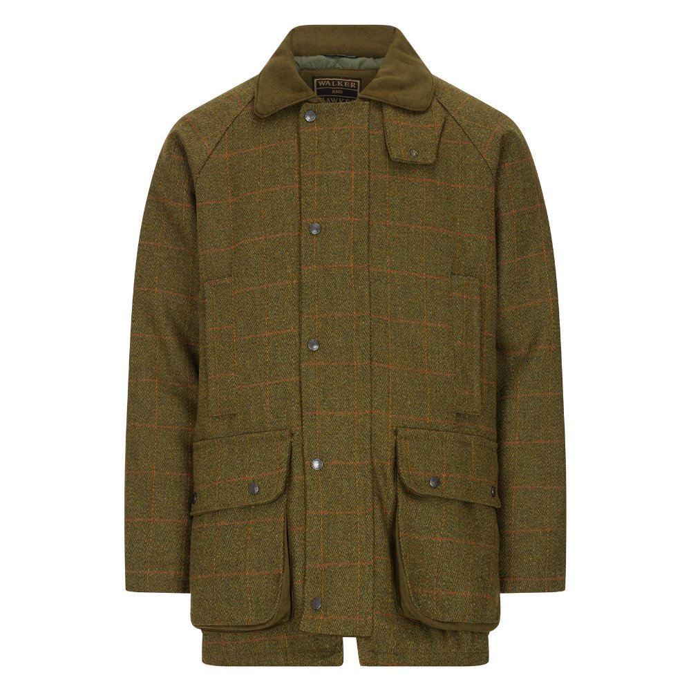 Giaccone nuovo da uomo imbottito e impermeabile in tweed verde scuro in lana Man Derby Tweed Barlaston Jacket