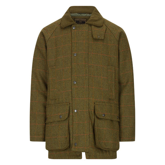 Giaccone nuovo da uomo imbottito e impermeabile in tweed verde scuro in lana Man Derby Tweed Barlaston Jacket