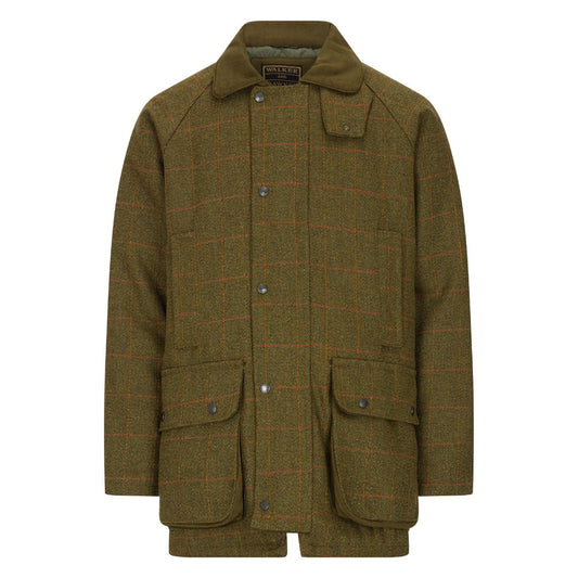 Giaccone nuovo da uomo imbottito e impermeabile in tweed verde scuro in lana Man Derby Tweed Barlaston Jacket