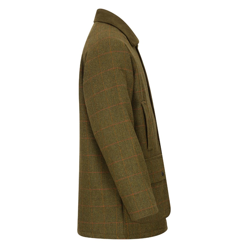 Giaccone nuovo da uomo imbottito e impermeabile in tweed verde scuro in lana Man Derby Tweed Barlaston Jacket